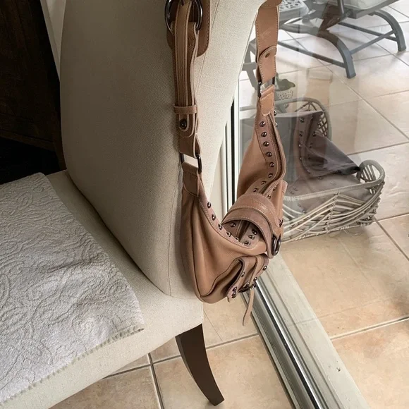 Free People Tan Studded Leather Shoulder Bag - Picture 8 of 17